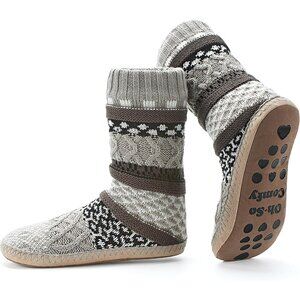 Women's Fuzzy Slipper Socks Winter Indoor Shoes Non-slip Gripper Sole